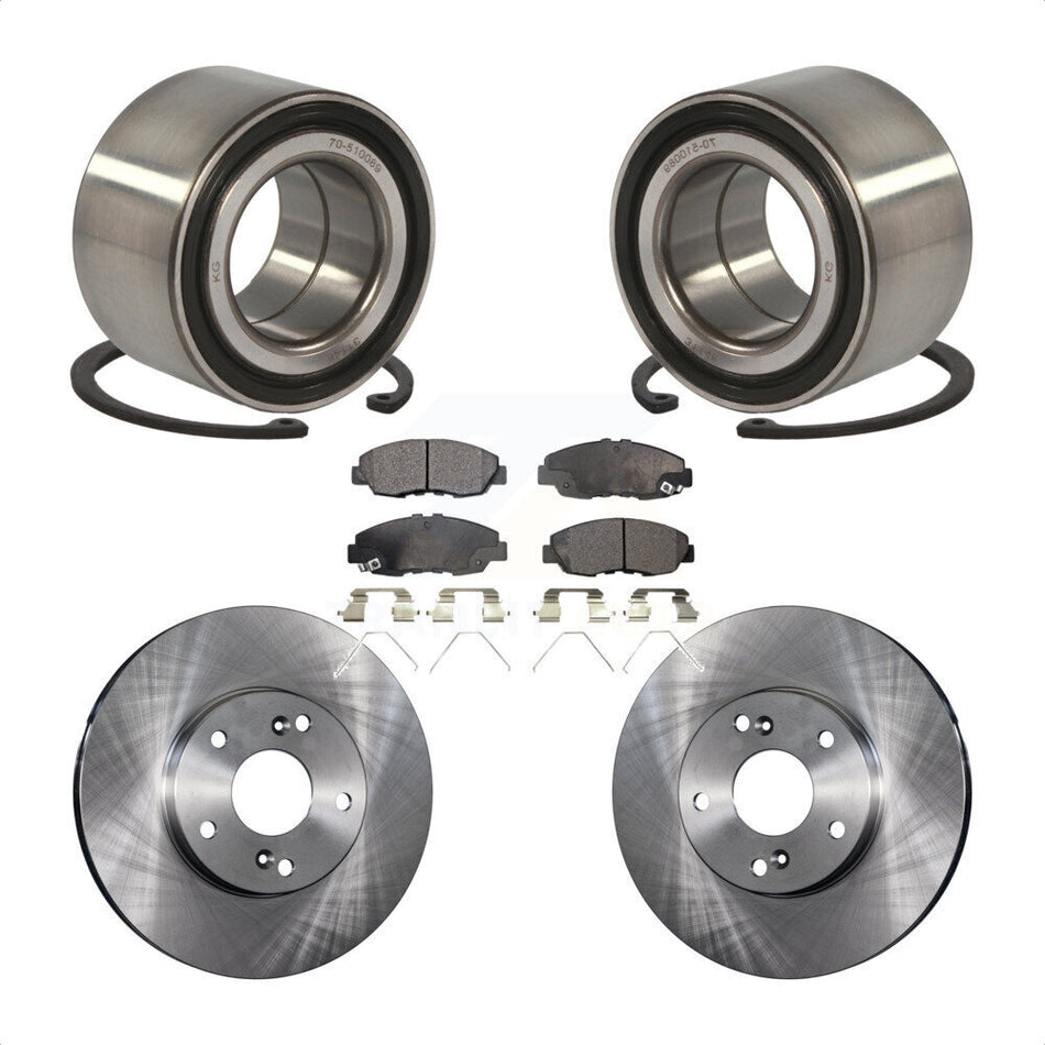 Front Wheel Bearing With Disc Brake Rotors And Semi-Metallic Pads Kit For 2014-2015 Honda Civic Touring KBB-102359