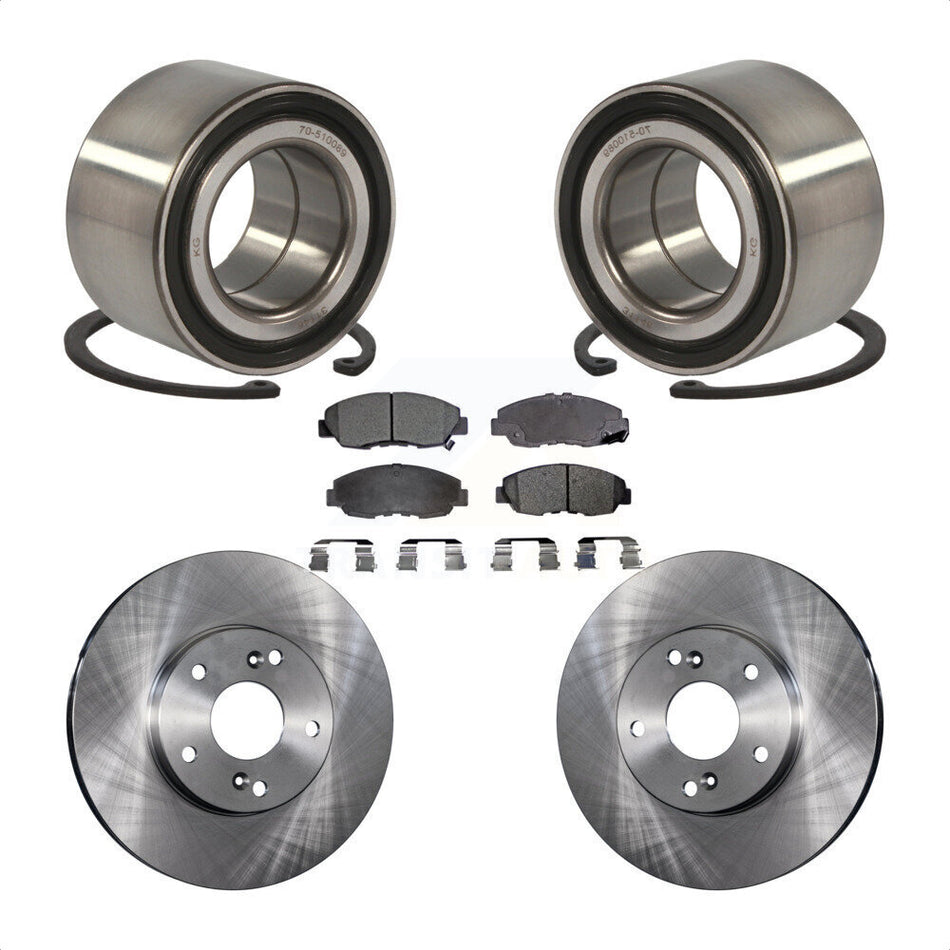 Front Wheel Bearing With Disc Brake Rotors And Semi-Metallic Pads Kit For 2011 Honda Civic GX KBB-102360