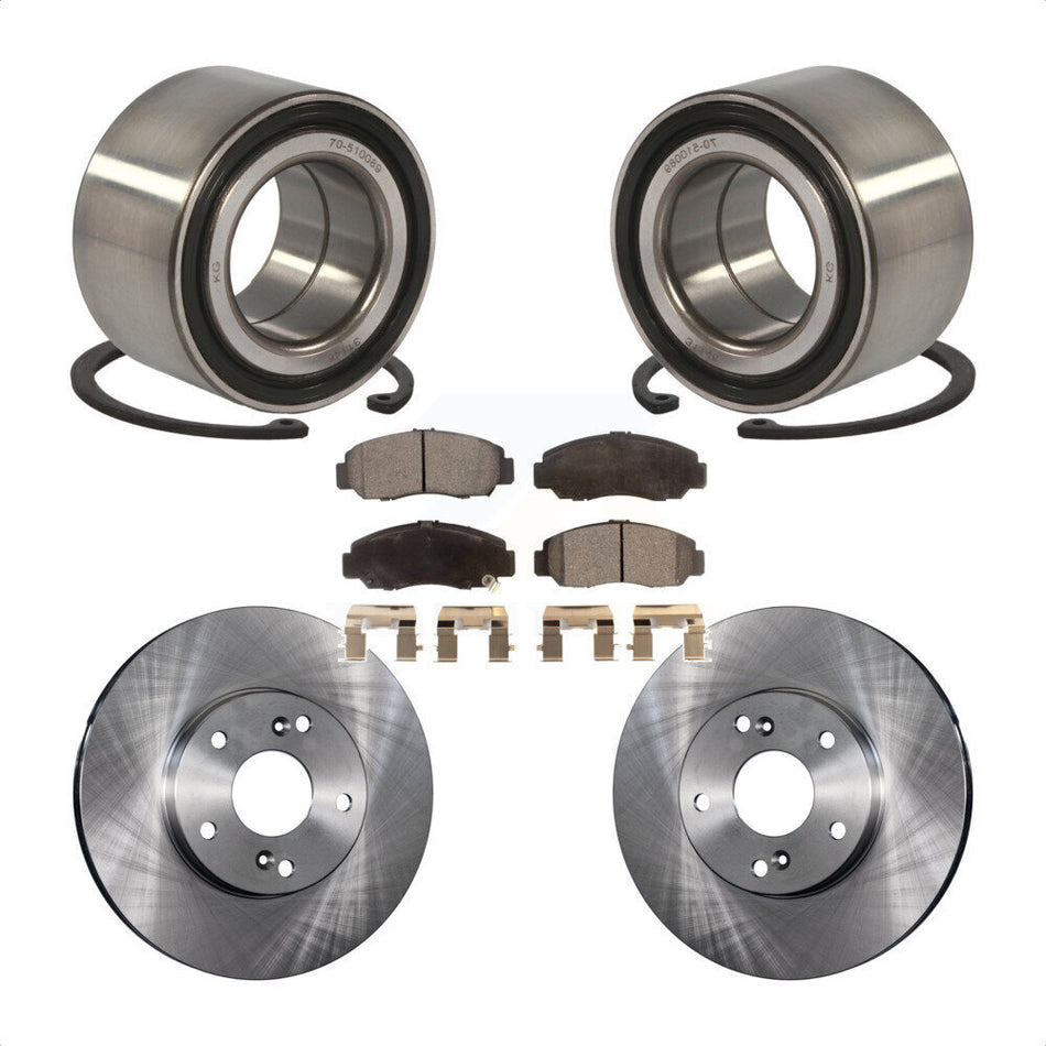 Front Wheel Bearing With Disc Brake Rotors And Semi-Metallic Pads Kit For 2006-2010 Honda Civic GX KBB-102362