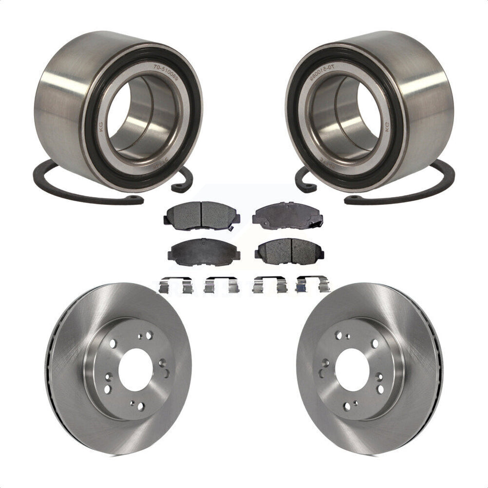 Front Wheel Bearing With Disc Brake Rotors And Semi-Metallic Pads Kit For Honda Civic KBB-102364