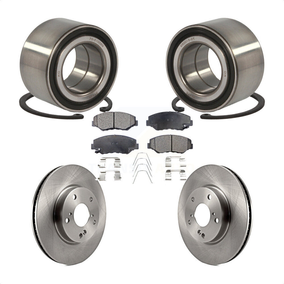 Front Wheel Bearing With Disc Brake Rotors And Semi-Metallic Pads Kit For Honda Civic KBB-102372