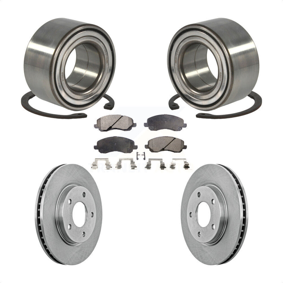 Front Wheel Bearing With Disc Brake Rotors And Semi-Metallic Pads Kit For Dodge Caliber Mitsubishi Lancer KBB-102373