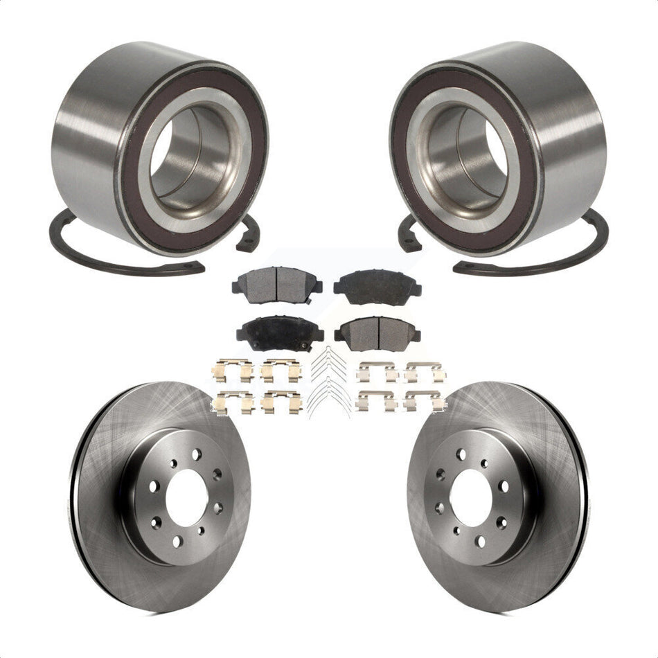 Front Wheel Bearing With Disc Brake Rotors And Semi-Metallic Pads Kit For 2007-2008 Honda Fit KBB-102378