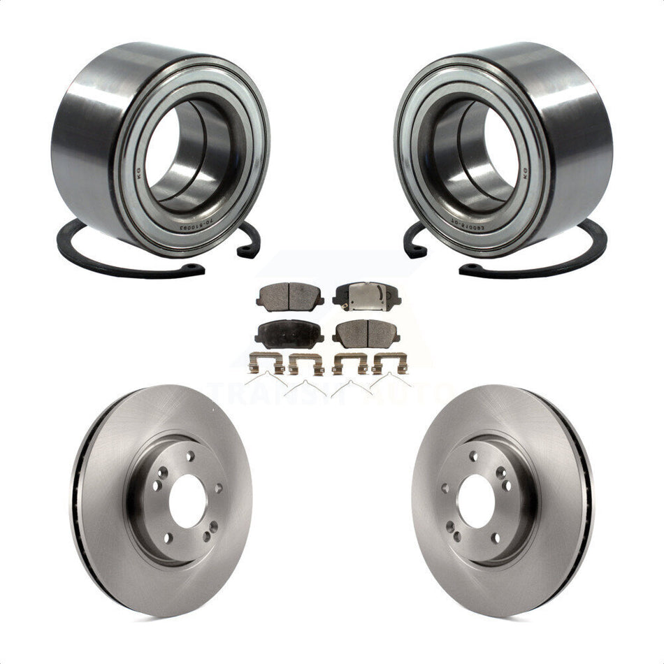 Front Wheel Bearing With Disc Brake Rotors And Semi-Metallic Pads Kit For Kia Forte Hyundai Veloster Forte5 KBB-102388