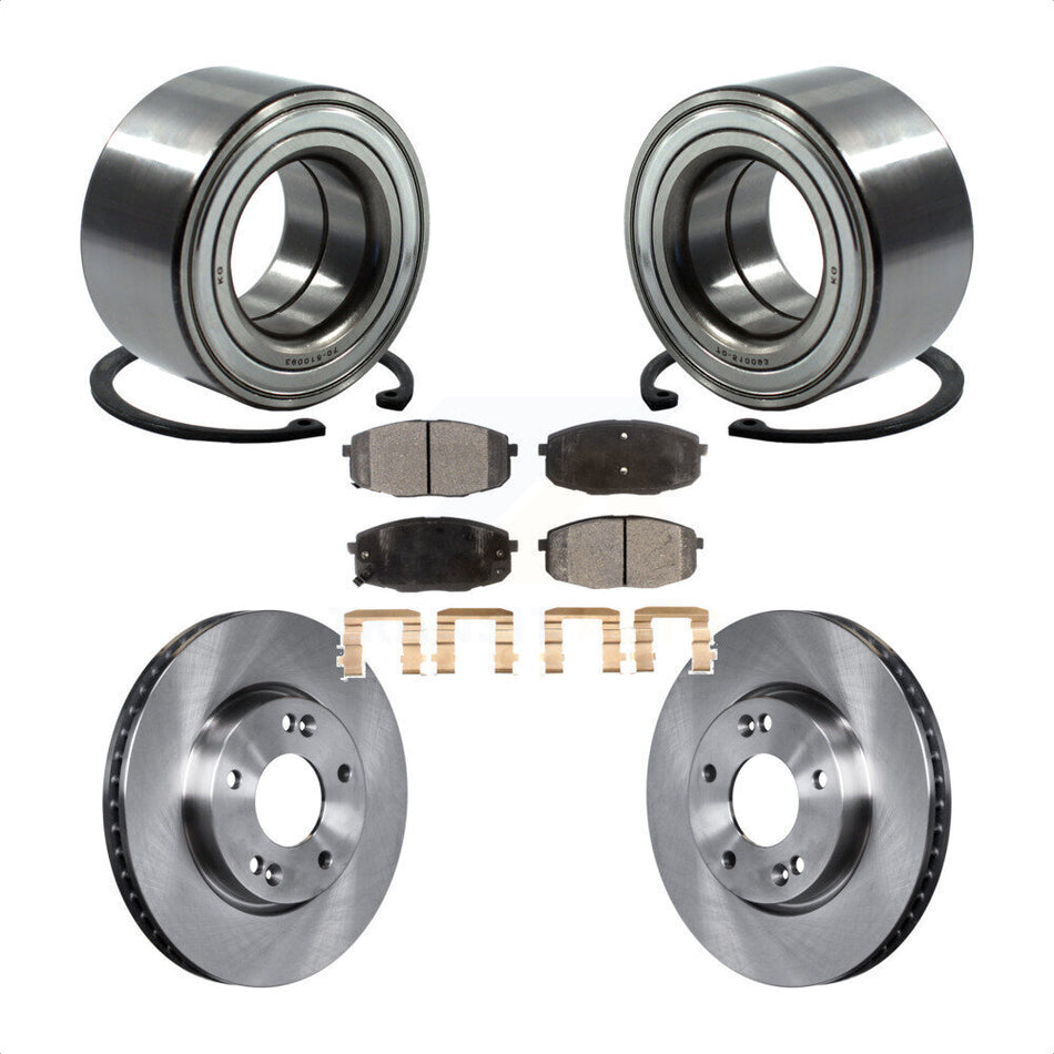 Front Wheel Bearing With Disc Brake Rotors And Semi-Metallic Pads Kit For Kia Forte Koup Forte5 KBB-102391