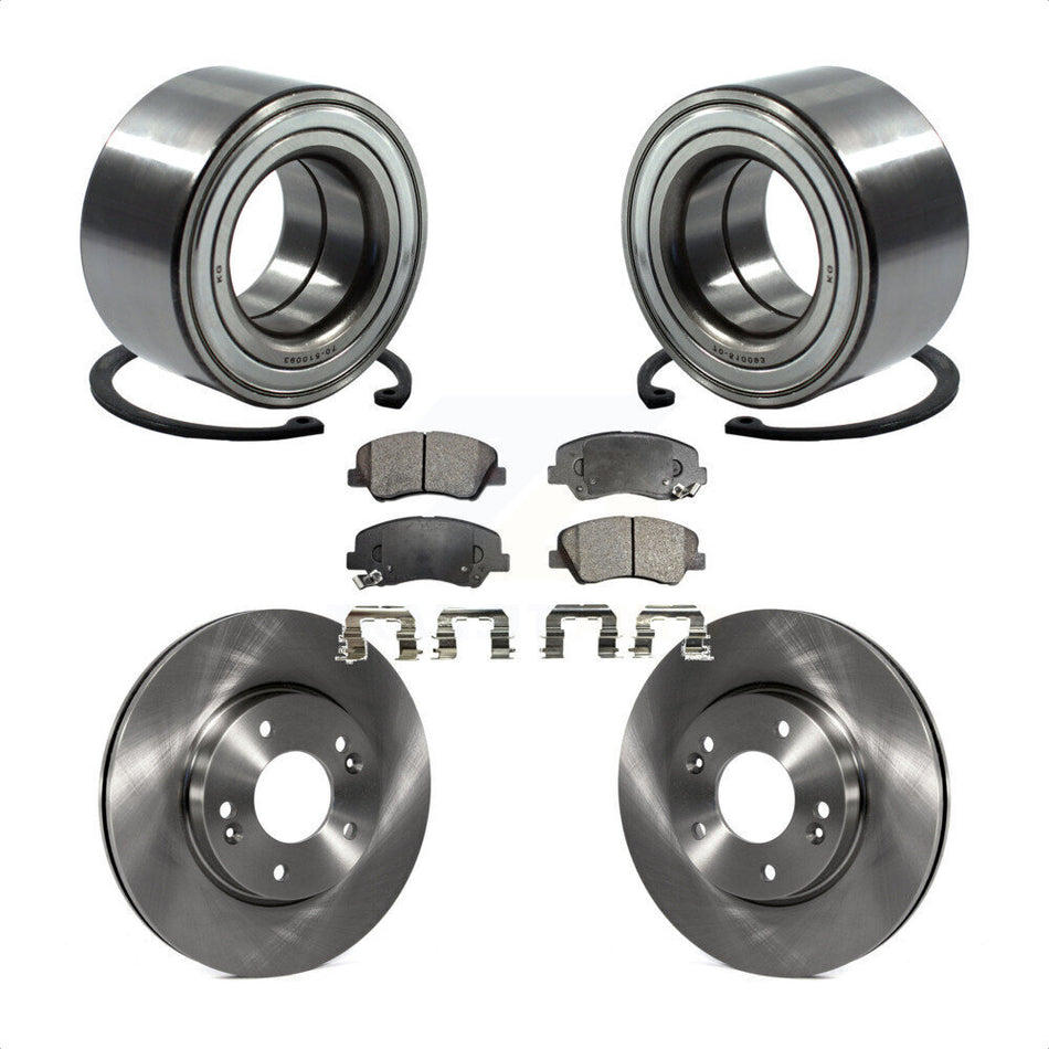 Front Wheel Bearing With Disc Brake Rotors And Semi-Metallic Pads Kit For Hyundai Elantra Kia Forte Veloster GT Forte5 Coupe Koup KBB-102397