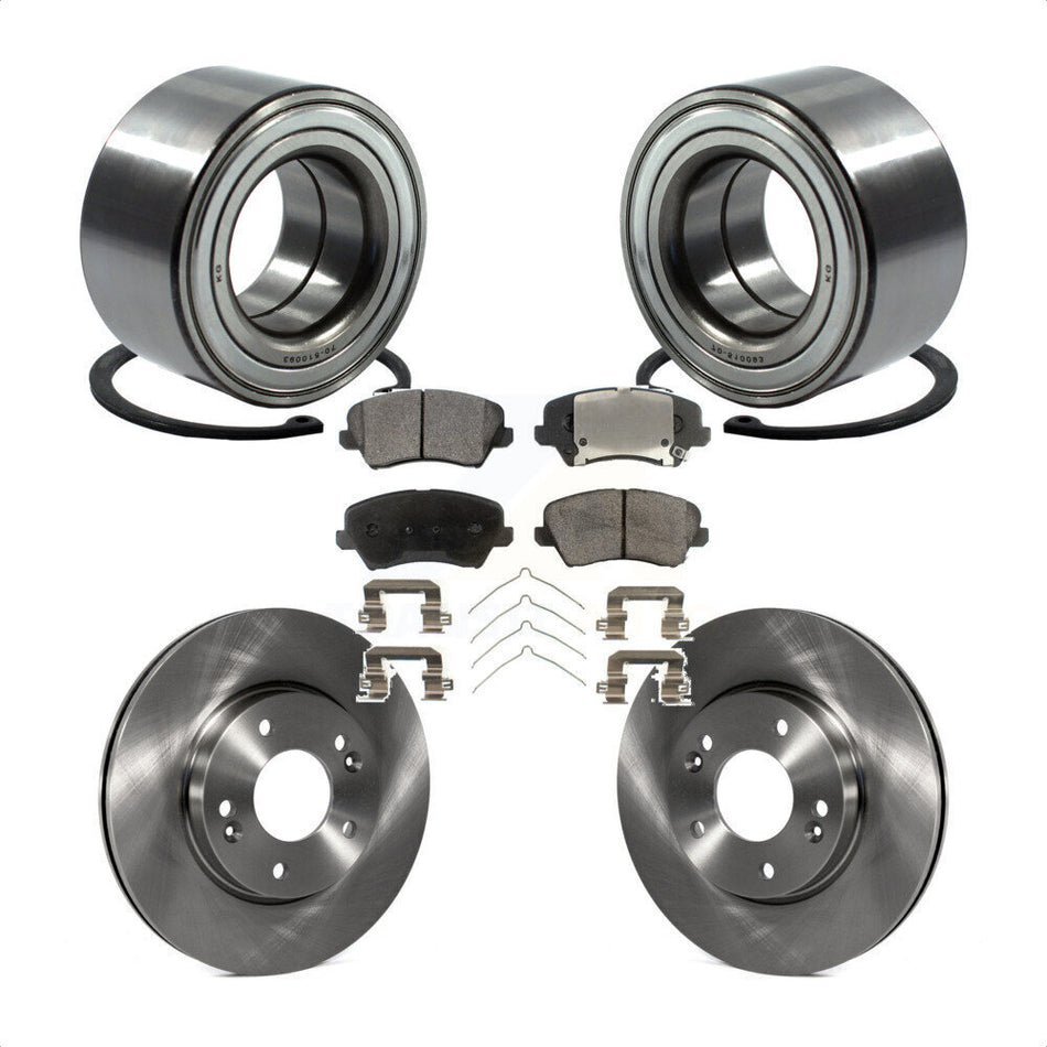 Front Wheel Bearing With Disc Brake Rotors And Semi-Metallic Pads Kit For Kia Forte Hyundai Veloster Elantra GT Forte5 KBB-102398