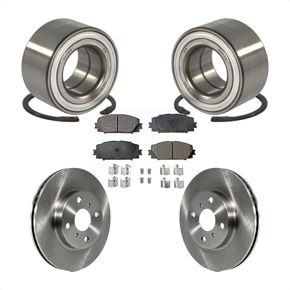 Front Wheel Bearing With Disc Brake Rotors And Semi-Metallic Pads Kit For Toyota Yaris Prius C Scion iQ KBB-102403