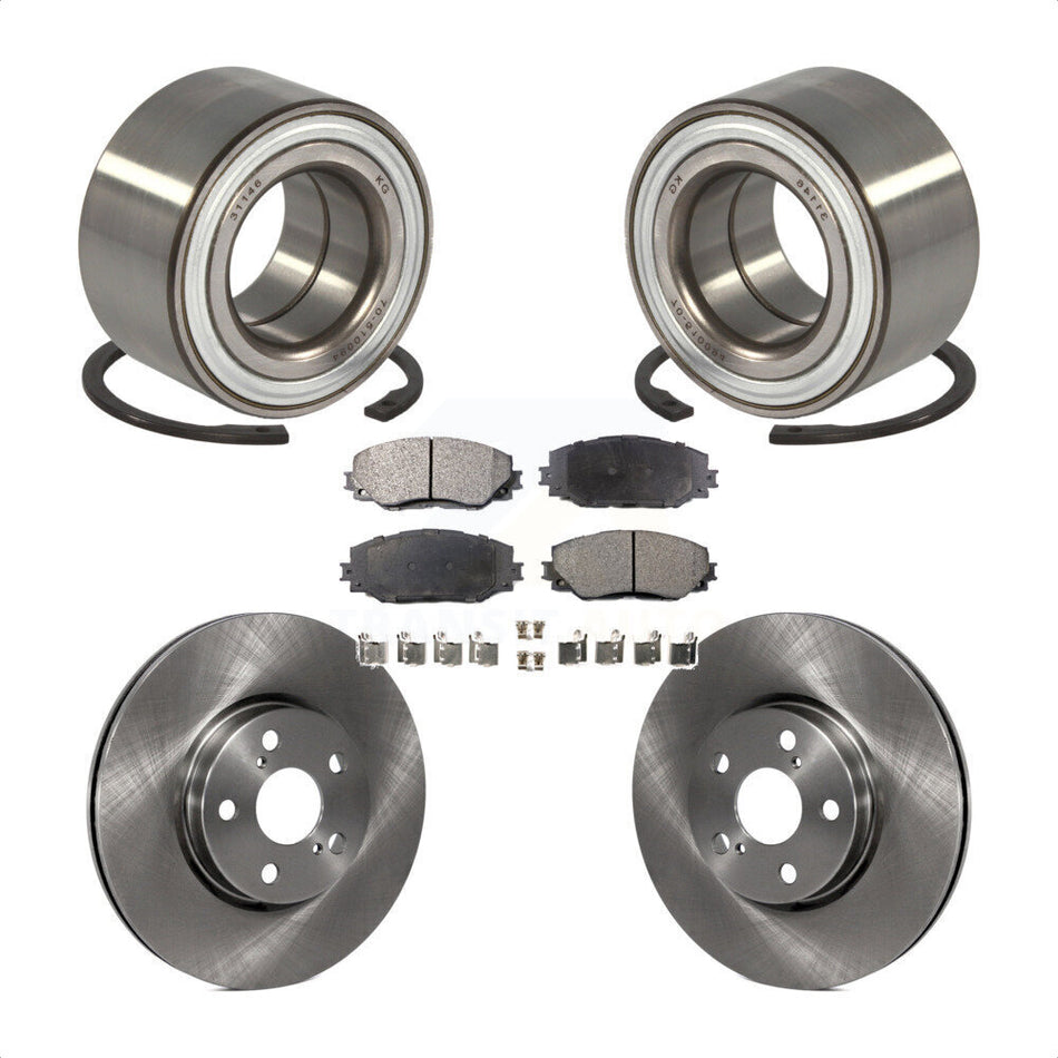 Front Wheel Bearing With Disc Brake Rotors And Semi-Metallic Pads Kit For 2008-2014 Scion xD KBB-102405