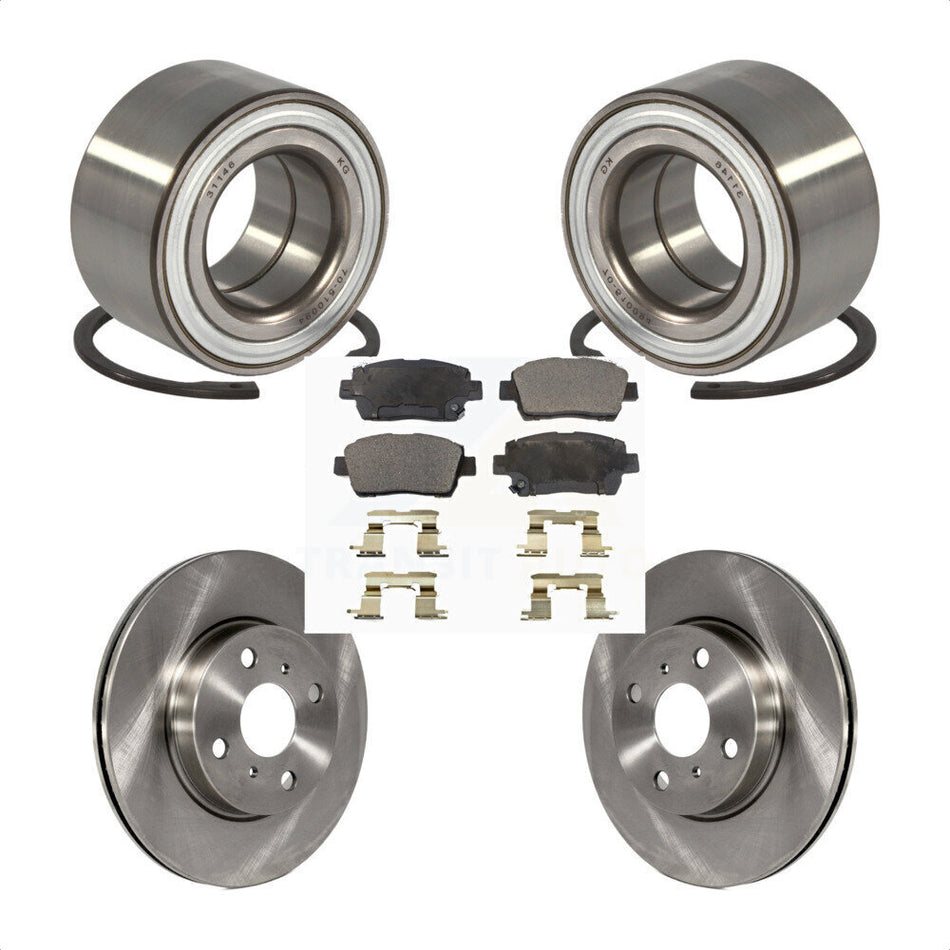 Front Wheel Bearing With Disc Brake Rotors And Semi-Metallic Pads Kit For Scion iQ KBB-102406