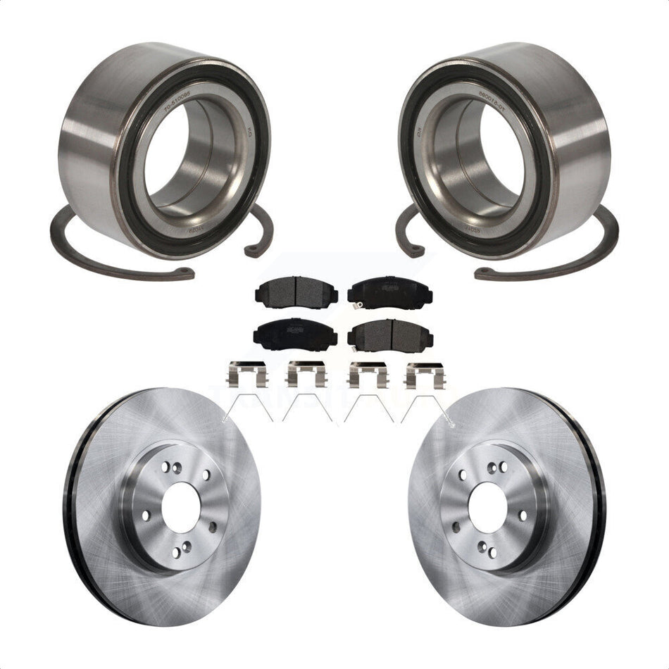 Front Wheel Bearing With Disc Brake Rotors And Semi-Metallic Pads Kit For Honda Accord Acura TSX KBB-102408
