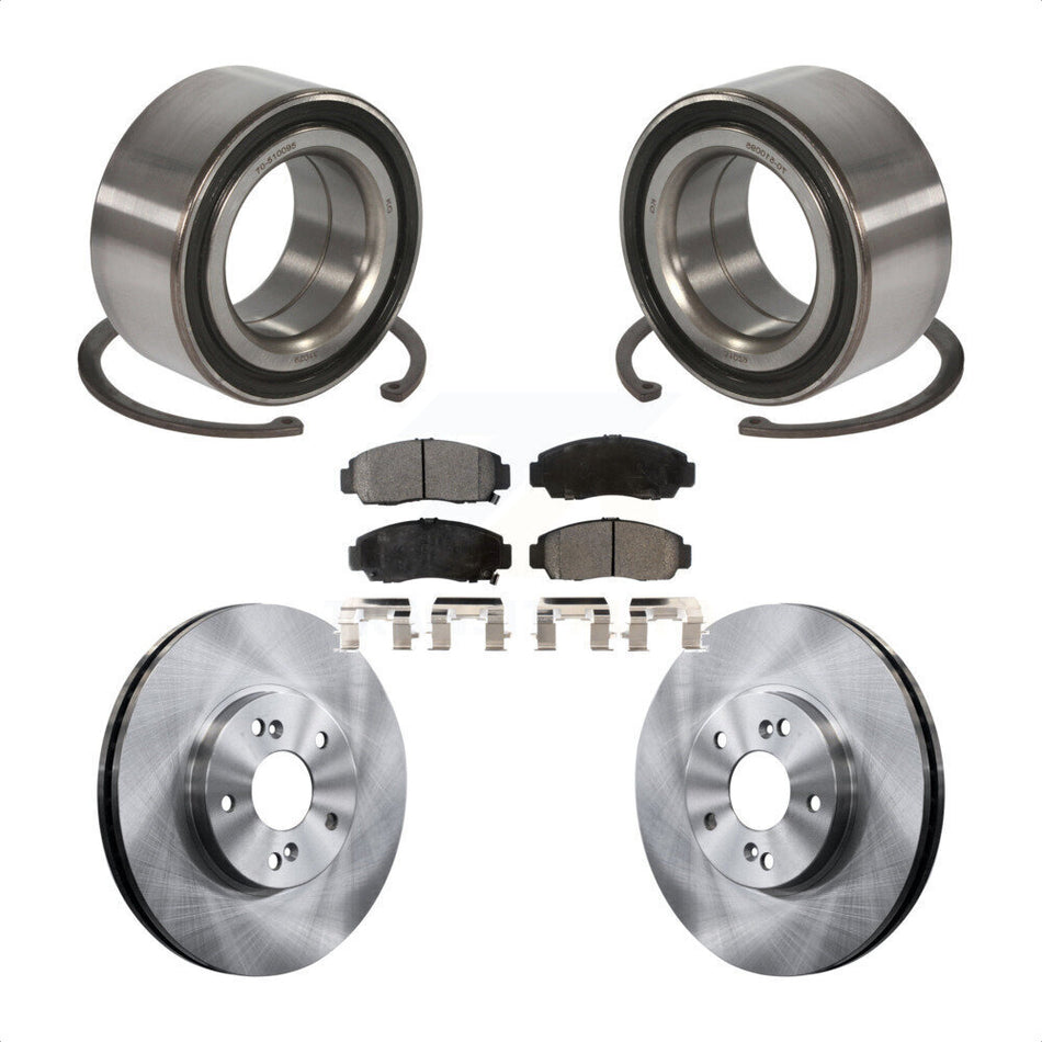 Front Wheel Bearing With Disc Brake Rotors And Semi-Metallic Pads Kit For Honda Accord Acura TSX KBB-102409