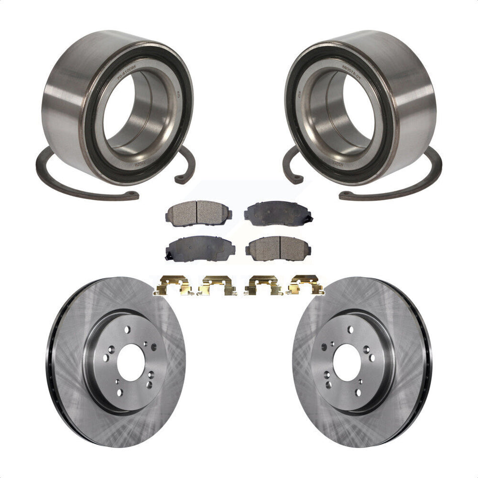 Front Wheel Bearing With Disc Brake Rotors And Semi-Metallic Pads Kit For Honda Accord Crosstour KBB-102410