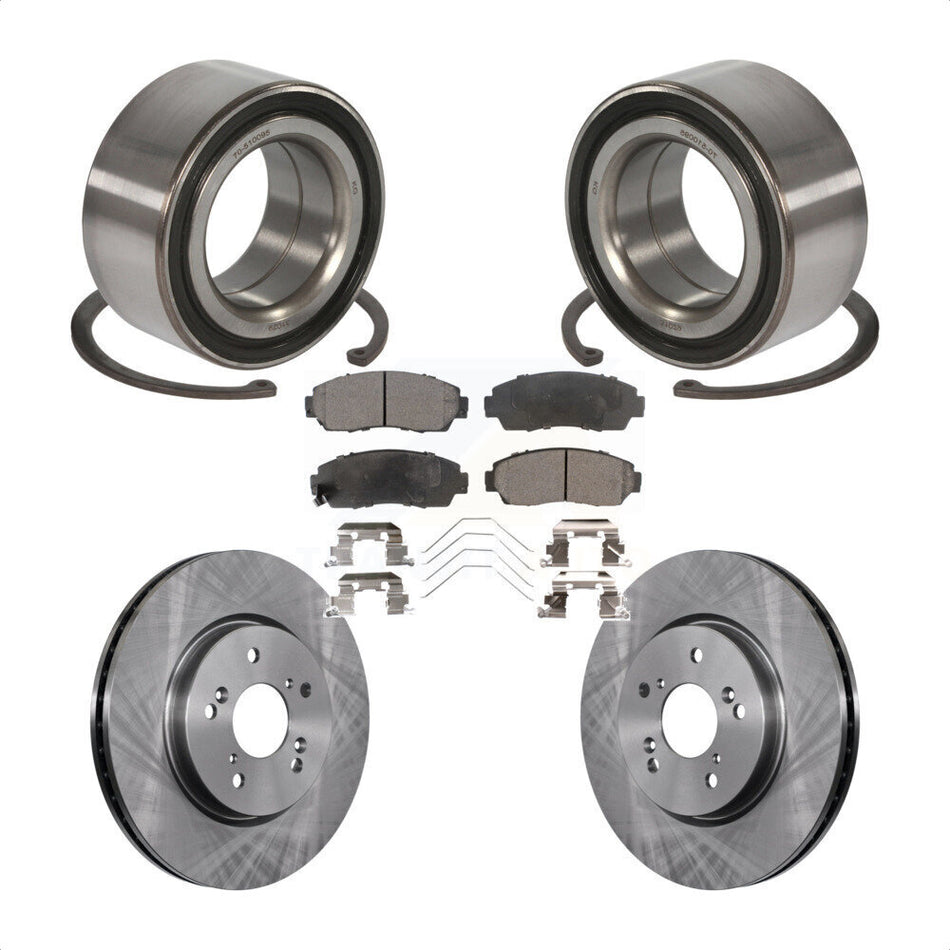 Front Wheel Bearing With Disc Brake Rotors And Semi-Metallic Pads Kit For Honda Crosstour Accord KBB-102411