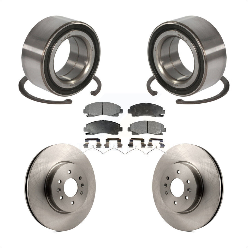 Front Wheel Bearing With Disc Brake Rotors And Semi-Metallic Pads Kit For 2009-2014 Acura TL KBB-102412