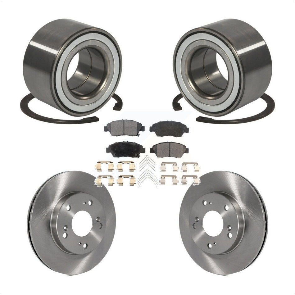 Front Wheel Bearing With Disc Brake Rotors And Semi-Metallic Pads Kit For 2011-2015 Honda CR-Z KBB-102424