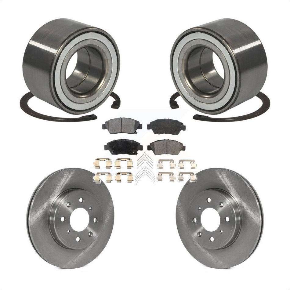 Front Wheel Bearing With Disc Brake Rotors And Semi-Metallic Pads Kit For Honda Fit KBB-102425