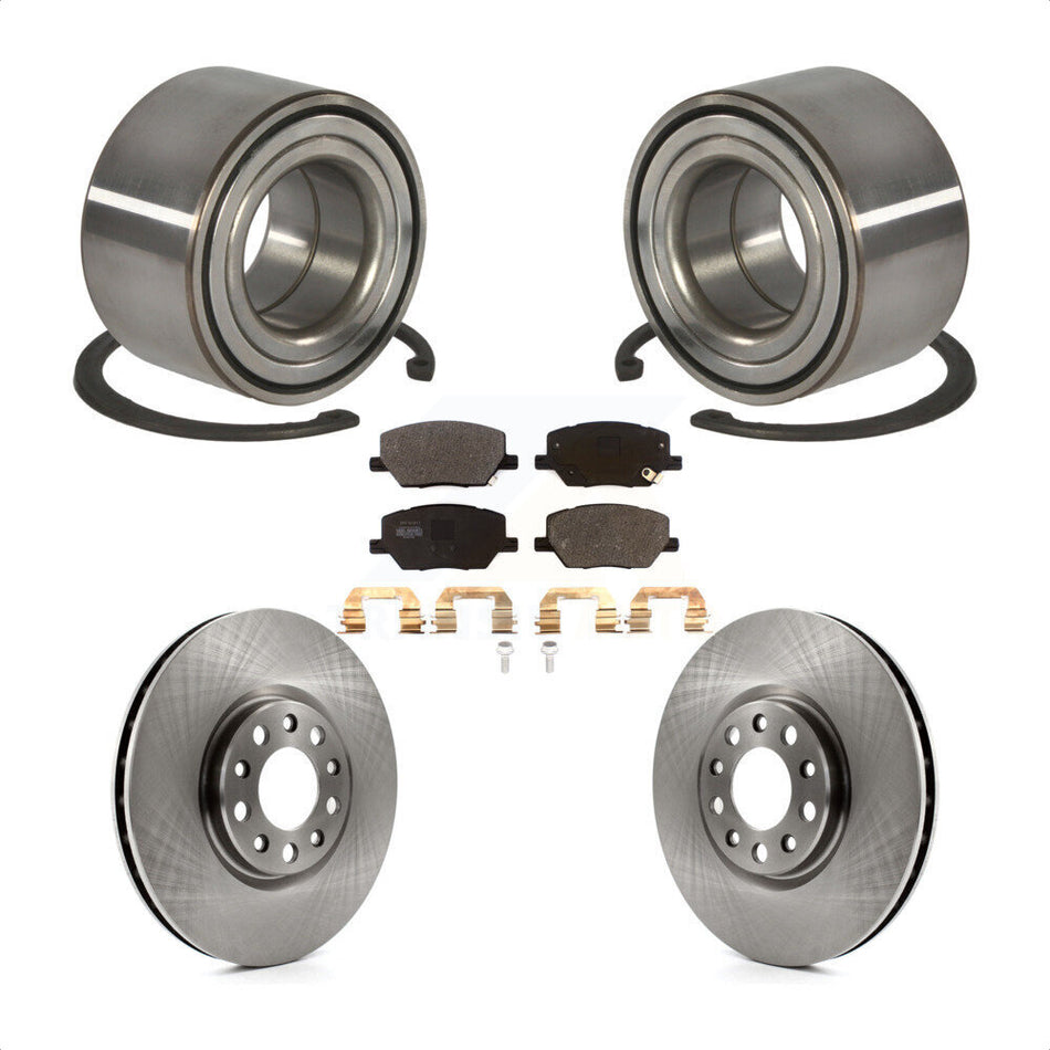 Front Wheel Bearing With Disc Brake Rotors And Semi-Metallic Pads Kit For 2016-2018 Fiat 500X KBB-102444