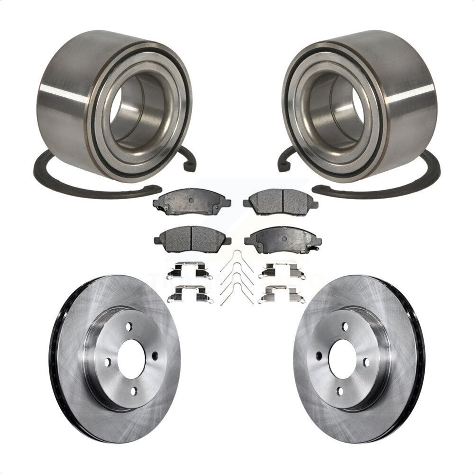 Front Wheel Bearing With Disc Brake Rotors And Semi-Metallic Pads Kit For Nissan Versa Note Micra KBB-102448