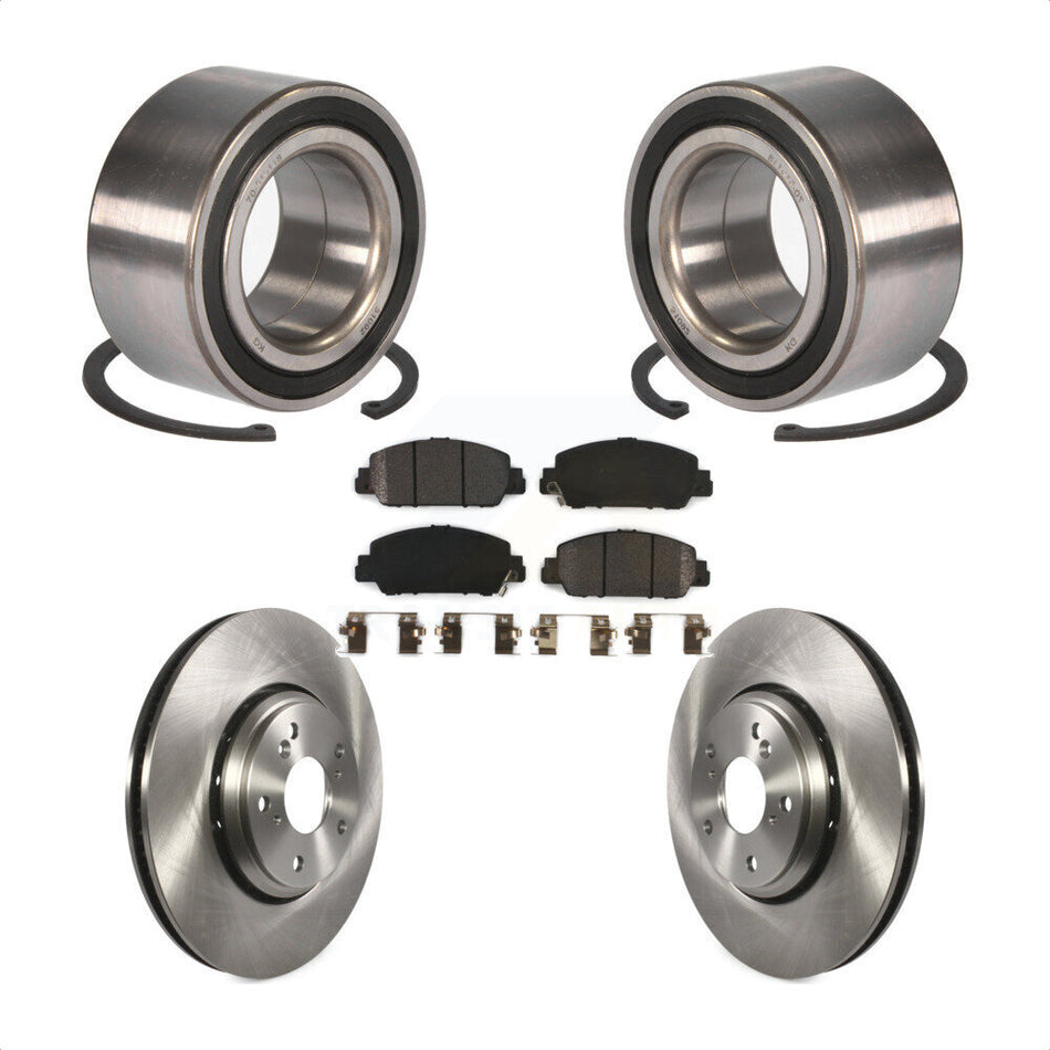 Front Wheel Bearing With Disc Brake Rotors And Semi-Metallic Pads Kit For 2017 Honda Accord Hybrid EX-L Touring KBB-102465