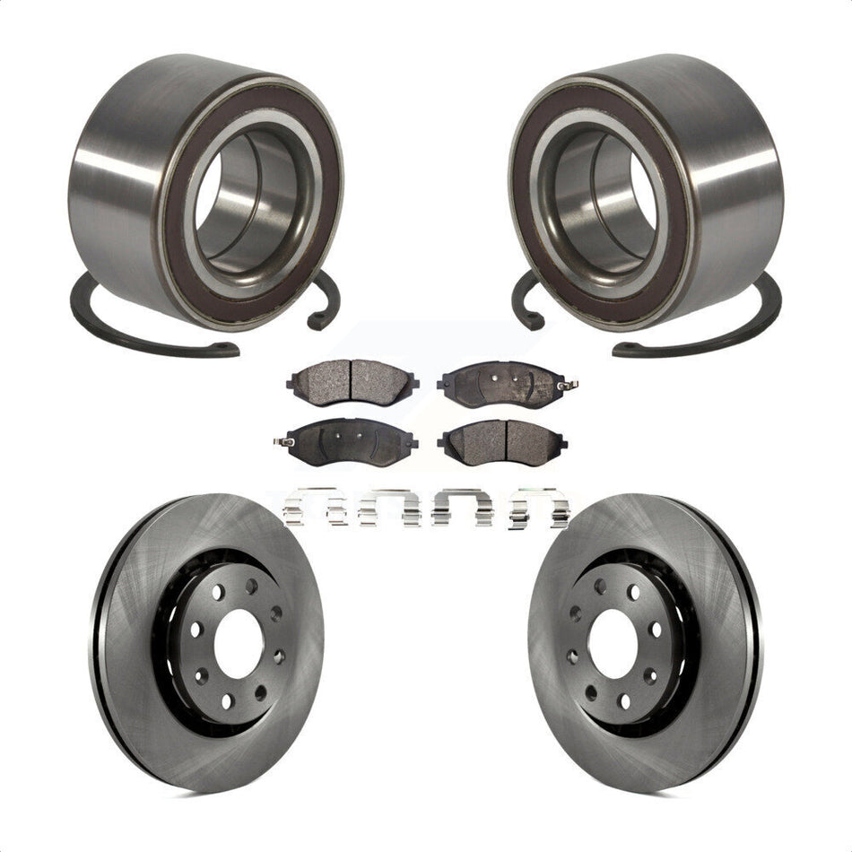 Front Wheel Bearing With Disc Brake Rotors And Semi-Metallic Pads Kit For 2014-2016 Chevrolet Spark EV KBB-102467