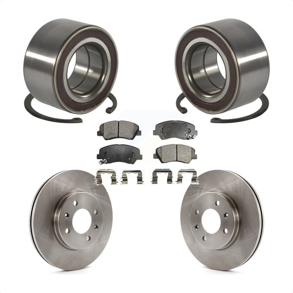 Front Wheel Bearing With Disc Brake Rotors And Semi-Metallic Pads Kit For Kia Rio KBB-102472