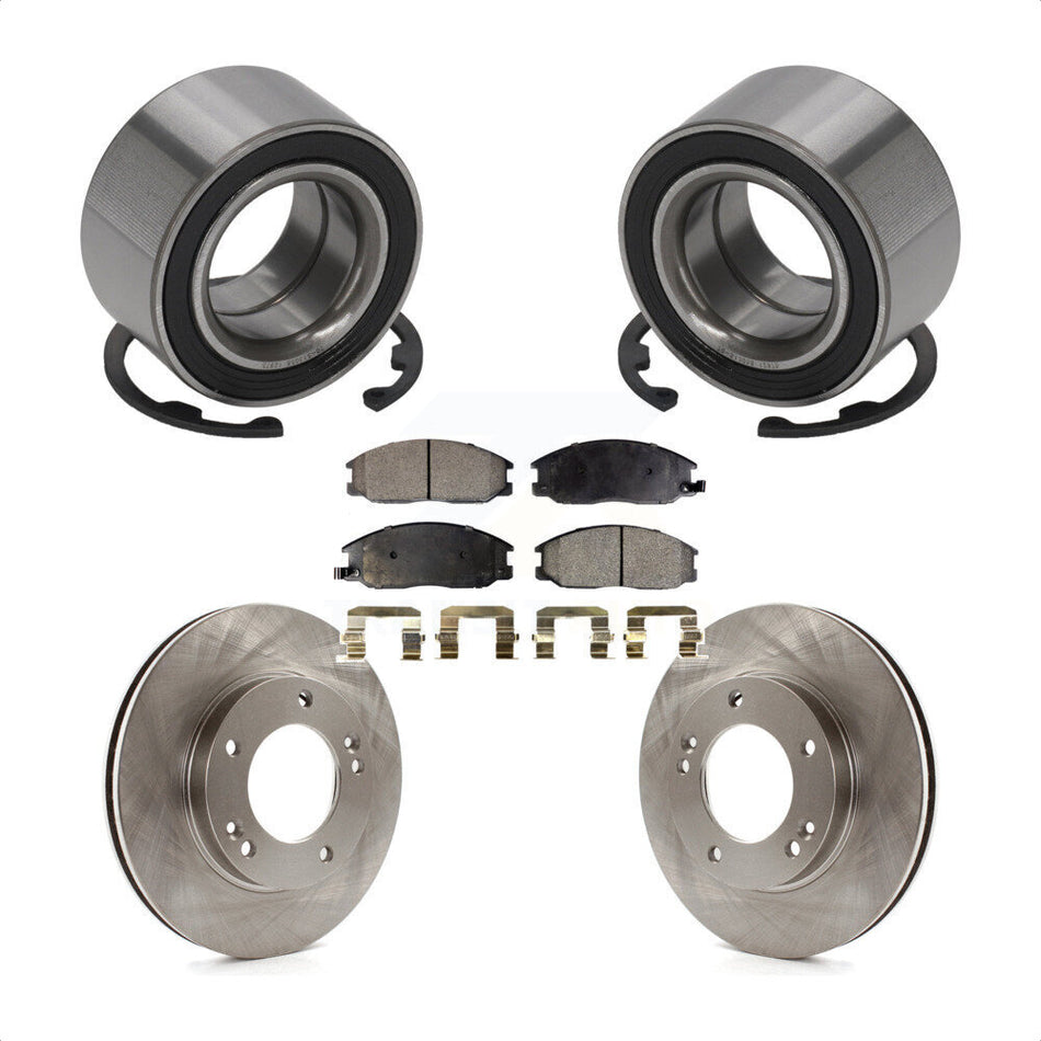 Front Wheel Bearing With Disc Brake Rotors And Semi-Metallic Pads Kit For 2003-2006 Kia Sorento KBB-102482