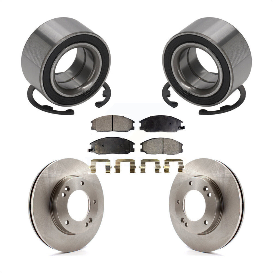 Front Wheel Bearing With Disc Brake Rotors And Semi-Metallic Pads Kit For 2007-2009 Kia Sorento KBB-102483