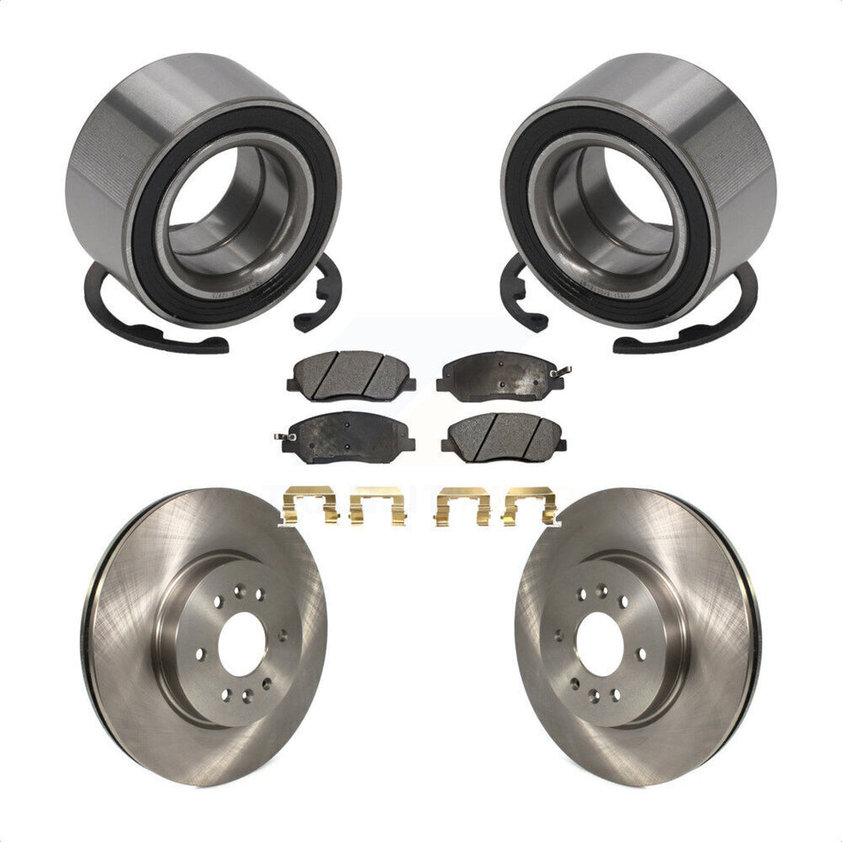 Front Wheel Bearing With Disc Brake Rotors And Semi-Metallic Pads Kit For 2009-2010 Kia Borrego KBB-102484