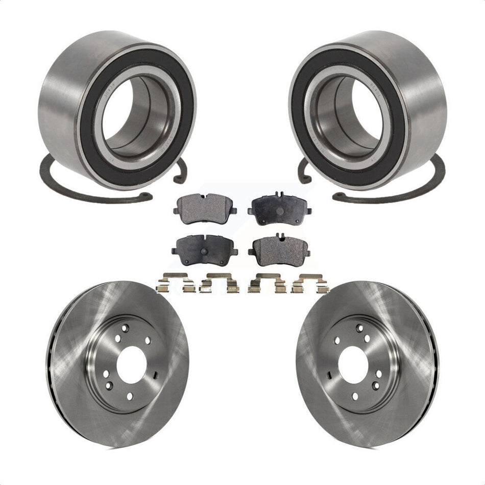 Front Wheel Bearing With Disc Brake Rotors And Semi-Metallic Pads Kit For Mercedes-Benz C240 C280 C320 C350 AWD KBB-102486