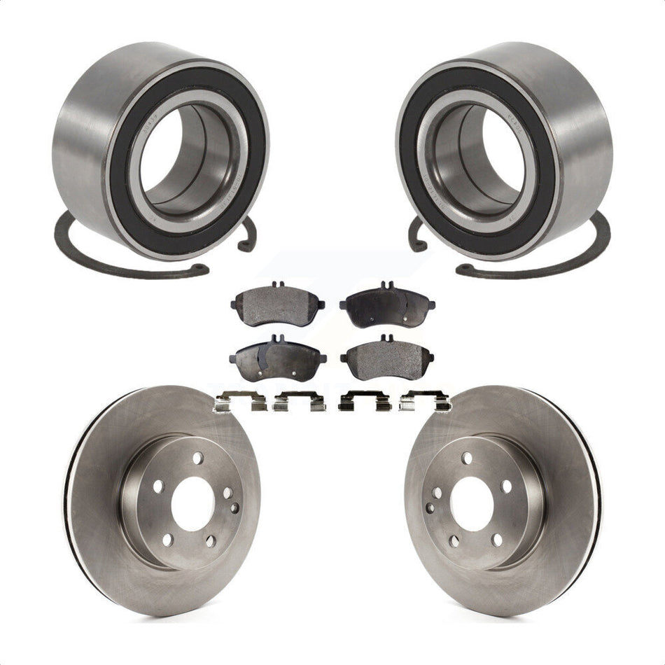 Front Wheel Bearing With Disc Brake Rotors And Semi-Metallic Pads Kit For 2010-2010 Mercedes-Benz C300 C250 AWD KBB-102487