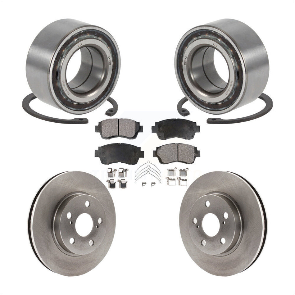 Front Wheel Bearing With Disc Brake Rotors And Semi-Metallic Pads Kit For 1998 Toyota Celica KBB-102489