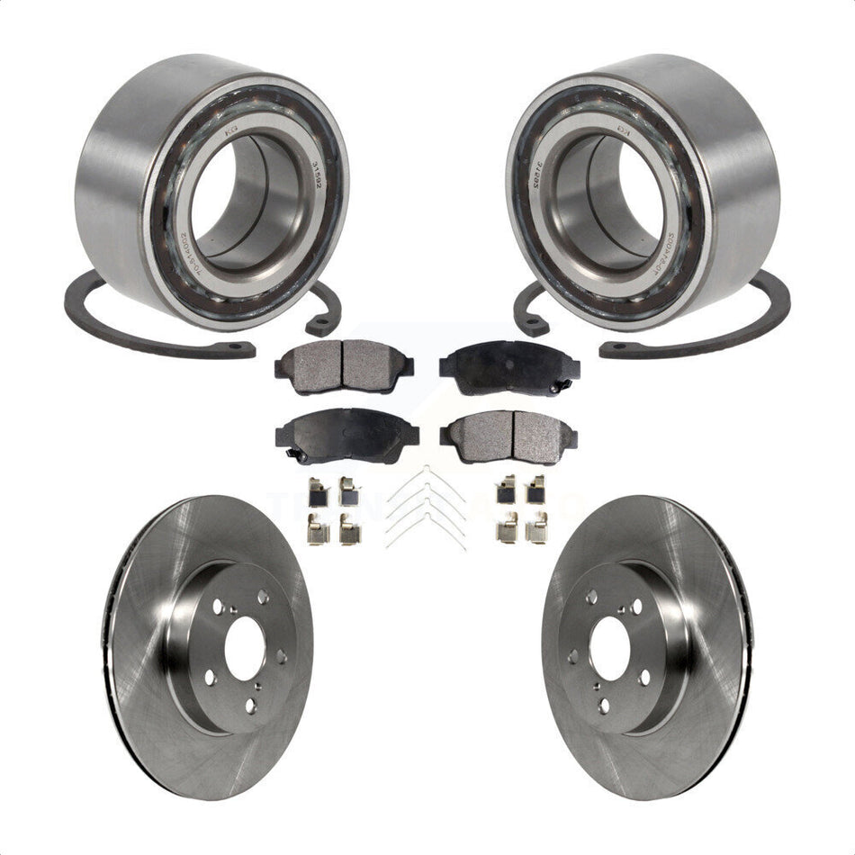 Front Wheel Bearing With Disc Brake Rotors And Semi-Metallic Pads Kit For 1996-2000 Toyota RAV4 KBB-102491