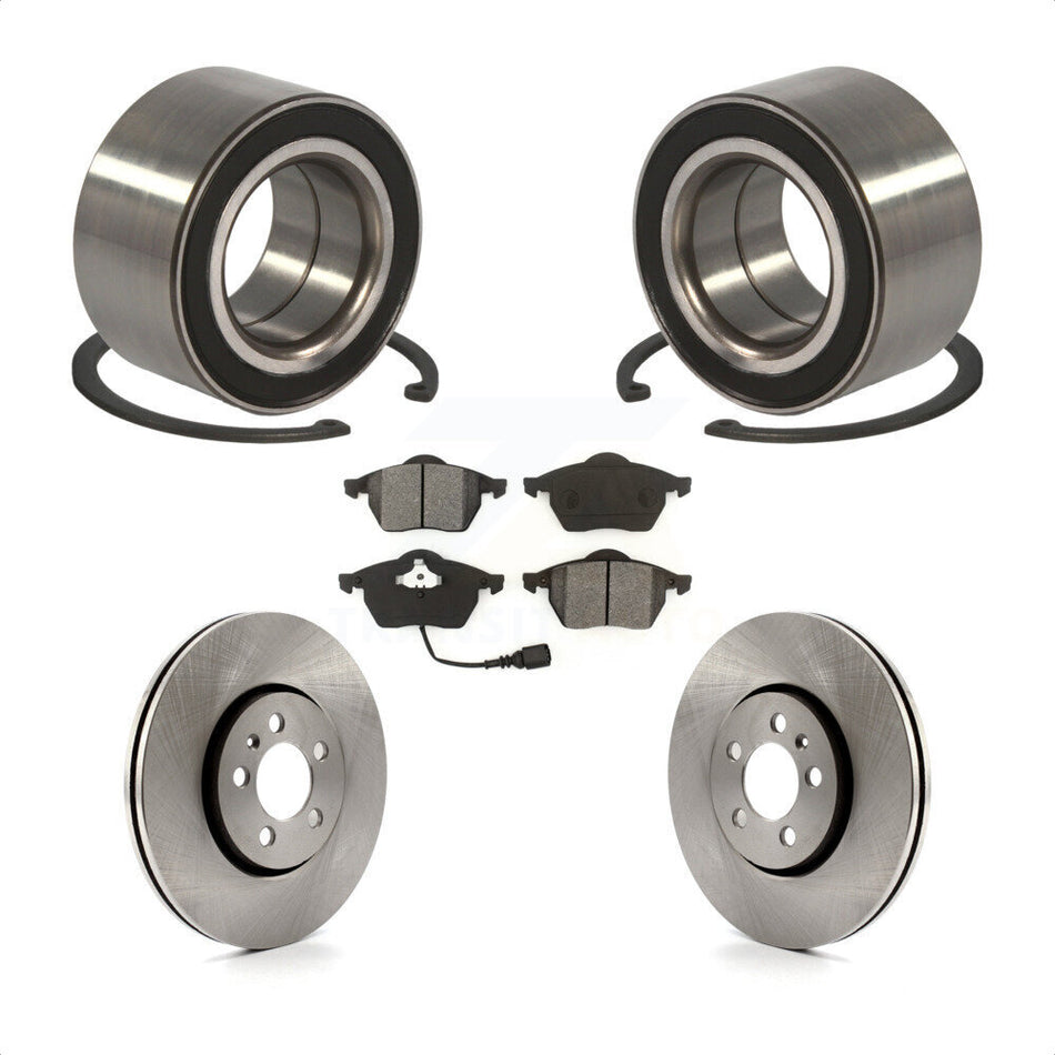 Front Wheel Bearing With Disc Brake Rotors And Semi-Metallic Pads Kit For 1999 Volkswagen Golf 2.8L 72mm Outer Diameter KBB-102502