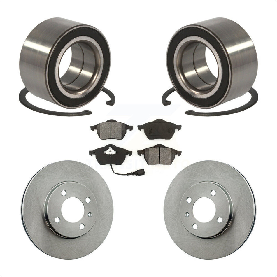 Front Wheel Bearing With Disc Brake Rotors And Semi-Metallic Pads Kit For 1996-1998 Volkswagen Jetta 2.8L 256mm Diameter Rotor KBB-102504