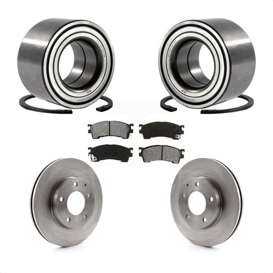 Front Wheel Bearing With Disc Brake Rotors And Semi-Metallic Pads Kit For 2002 Mazda 626 2.5L with Drum rear brakes KBB-102523