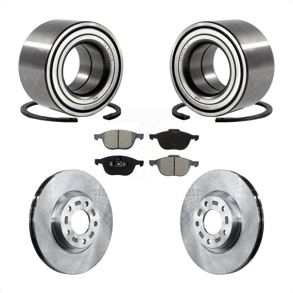 Front Wheel Bearing With Disc Brake Rotors And Semi-Metallic Pads Kit For 2005 Mazda 3 2.3L with Non-ABS From 01 05 KBB-102526