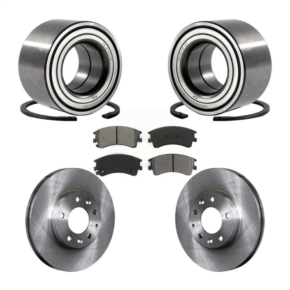 Front Wheel Bearing With Disc Brake Rotors And Semi-Metallic Pads Kit For 2003-2005 Mazda 6 KBB-102527