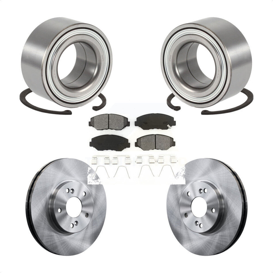 Front Wheel Bearing With Disc Brake Rotors And Semi-Metallic Pads Kit For 2003-2004 Honda Pilot KBB-102531