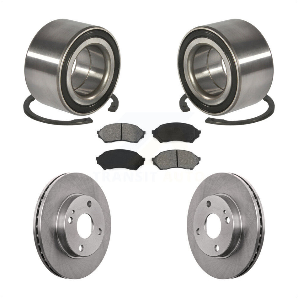 Front Wheel Bearing With Disc Brake Rotors And Semi-Metallic Pads Kit For Mazda Protege KBB-102535