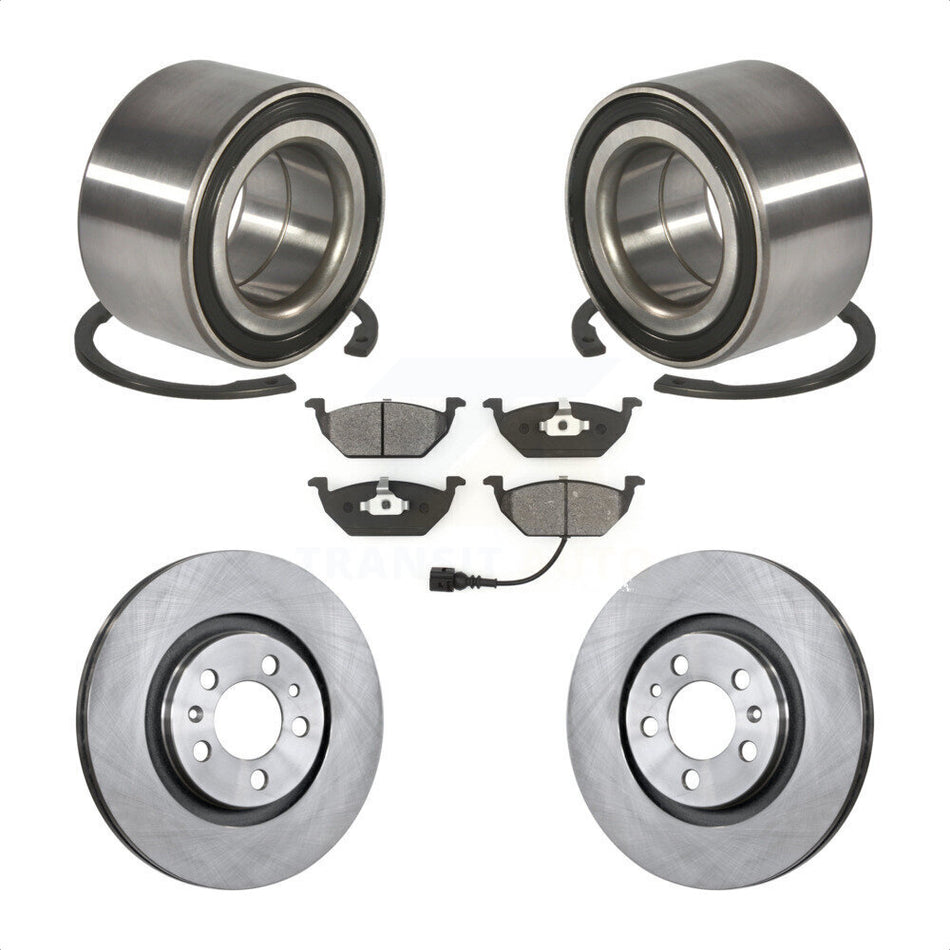 Front Wheel Bearing With Disc Brake Rotors And Semi-Metallic Pads Kit For Volkswagen Beetle Jetta Golf City KBB-102539