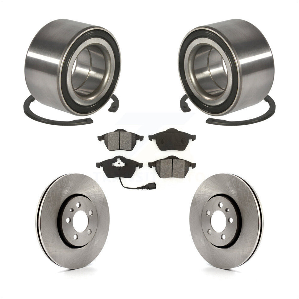 Front Wheel Bearing With Disc Brake Rotors And Semi-Metallic Pads Kit For Volkswagen Jetta Beetle Golf KBB-102541