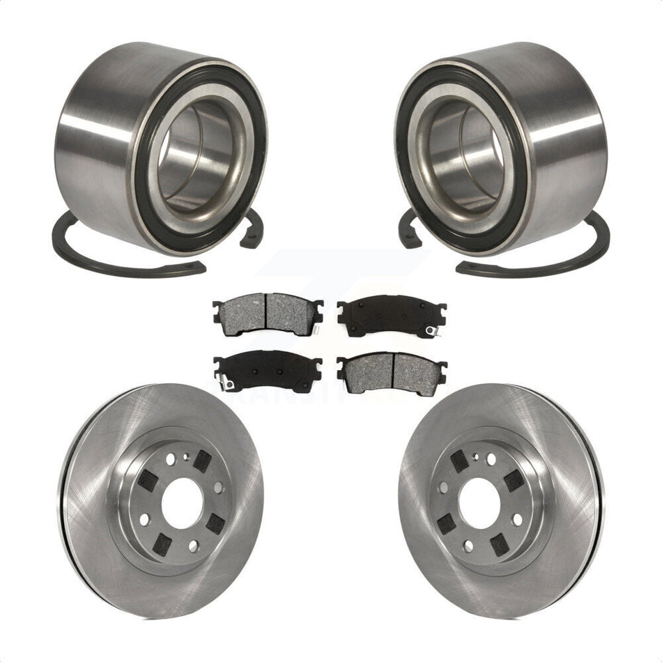 Front Wheel Bearing With Disc Brake Rotors And Semi-Metallic Pads Kit For 1999-2000 Mazda Protege 1.8L KBB-102543