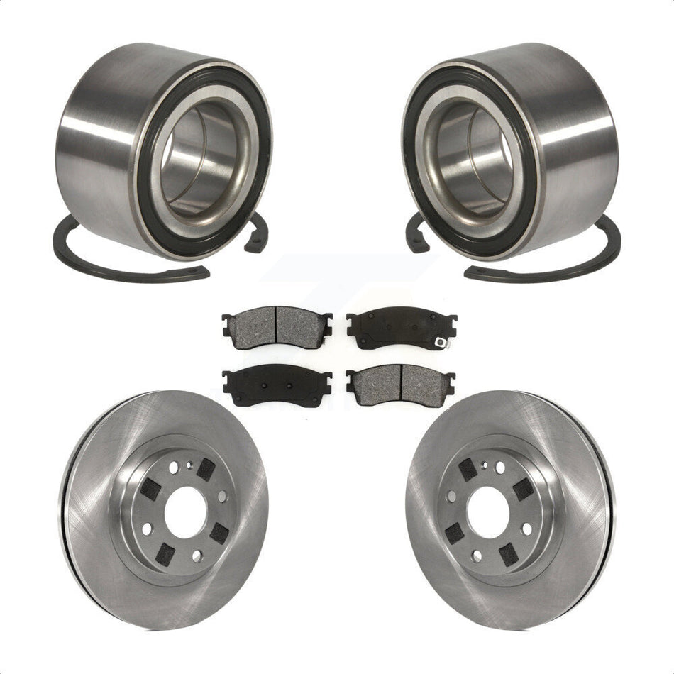 Front Wheel Bearing With Disc Brake Rotors And Semi-Metallic Pads Kit For Mazda Protege KBB-102544