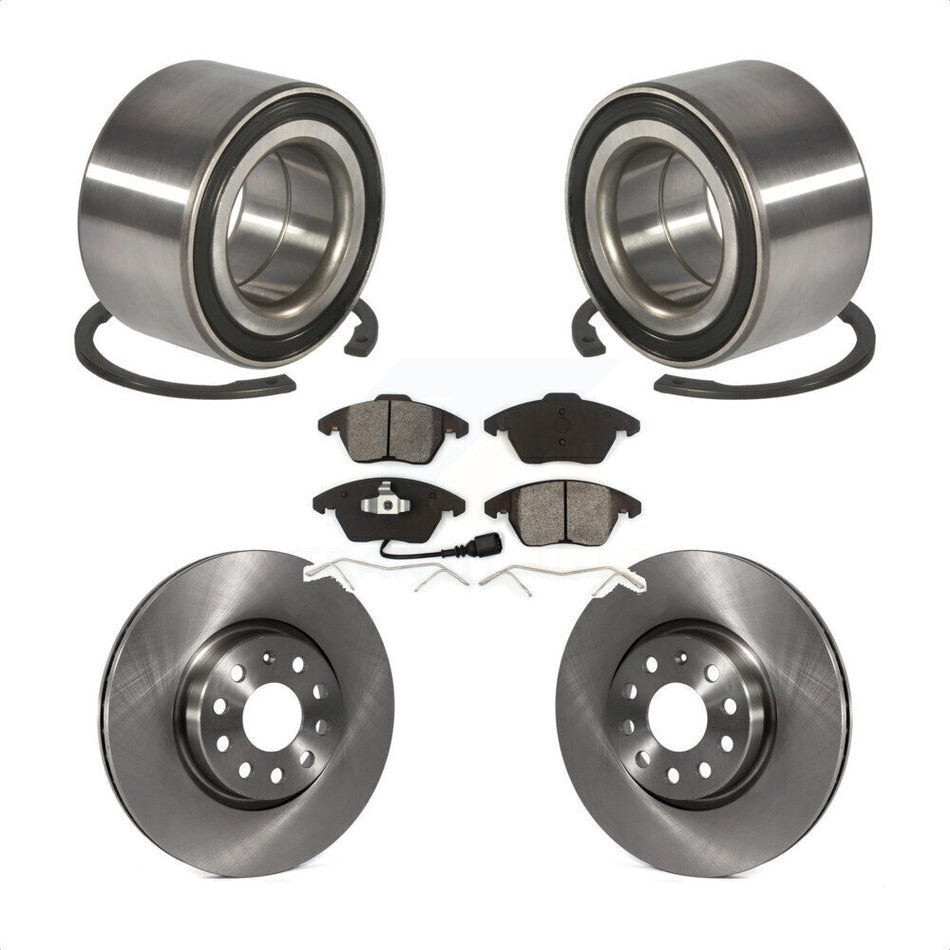 Front Wheel Bearing With Disc Brake Rotors And Semi-Metallic Pads Kit For 2005 Volkswagen Jetta 7th 8th Digit Of VIN Is "1K" 312mm Diameter Rotor KBB-102547