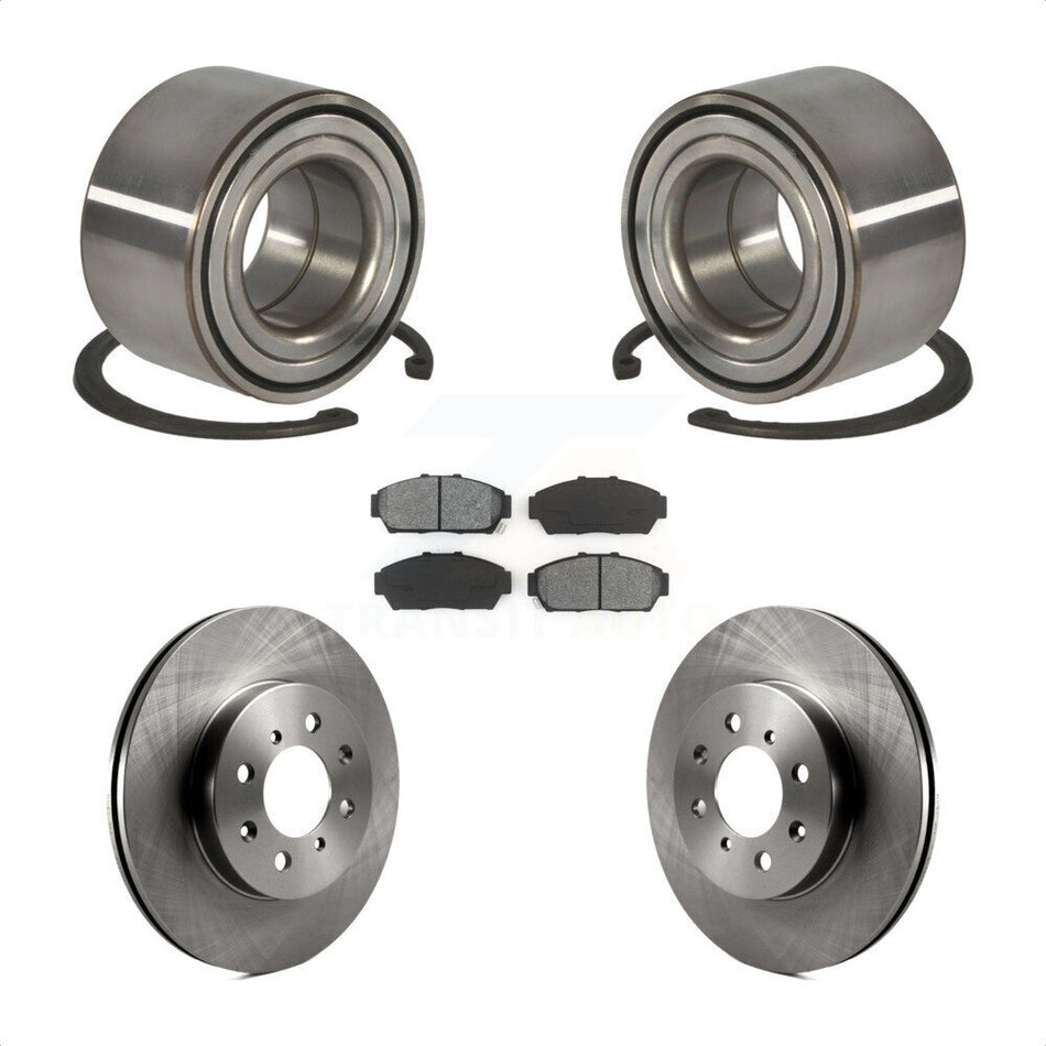 Front Wheel Bearing With Disc Brake Rotors And Semi-Metallic Pads Kit For 1994-1995 Honda Civic EX with Coupe Non-ABS KBB-102551