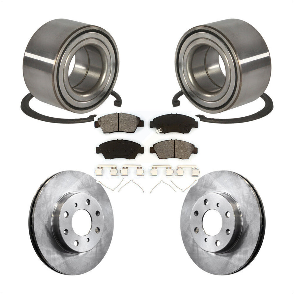Front Wheel Bearing With Disc Brake Rotors And Semi-Metallic Pads Kit For Honda Civic KBB-102554