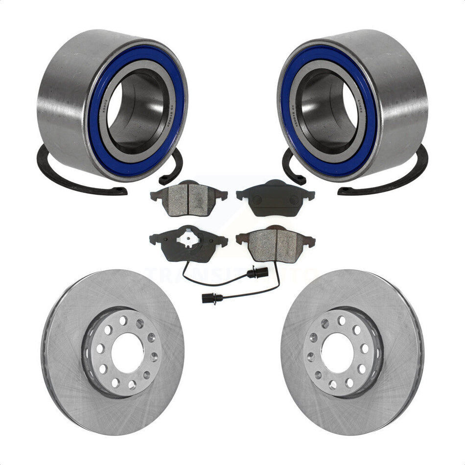 Front Wheel Bearing With Disc Brake Rotors And Semi-Metallic Pads Kit For Volkswagen Passat Audi A4 Quattro KBB-102560