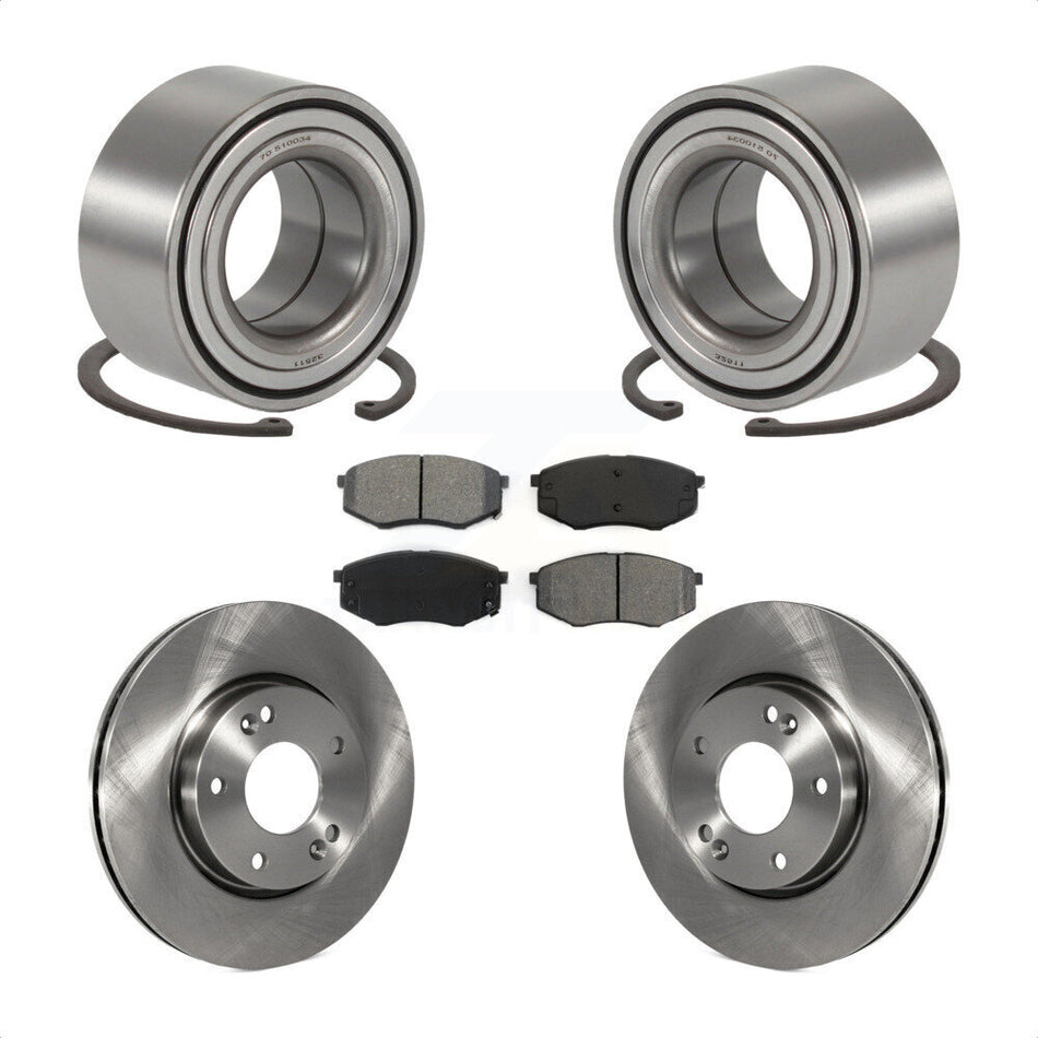 Front Wheel Bearing With Disc Brake Rotors And Semi-Metallic Pads Kit For Hyundai Tucson Kia Sportage FWD KBB-102575