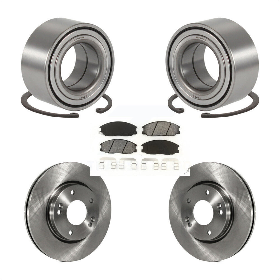 Front Wheel Bearing With Disc Brake Rotors And Semi-Metallic Pads Kit For 2001-2006 Hyundai Santa Fe 276mm Diameter Rotor KBB-102577